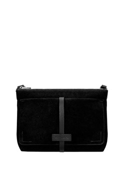Skórzana torebka w kolorze czarnym - (S)28 x (W)22 x (G)7 cm ze sklepu Limango Polska w kategorii Listonoszki - zdjęcie 146859174