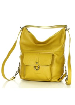 Torebka - plecak ze skóry naturalnej  - Alessia żółty ze sklepu Verostilo w kategorii Torby Shopper bag - zdjęcie 146862482