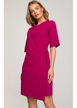 Sukienka z podwójnym przodem i ozdobnymi klamrami w kolorze śliwkowym S326, Kolor śliwkowy, Rozmiar L, Stylove ze sklepu Primodo w kategorii Sukienki - zdjęcie 146884714