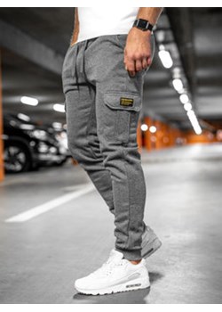Szare grube bojówki spodnie męskie joggery dresowe Denley JX8709A ze sklepu Denley w kategorii Spodnie męskie - zdjęcie 146909740