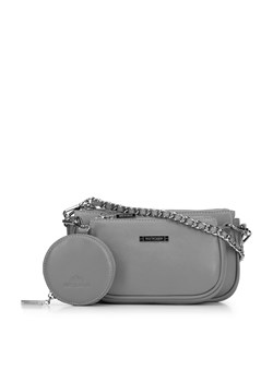 Damska torebka skórzana podwójna z etui na łańcuszku szara ze sklepu WITTCHEN w kategorii Listonoszki - zdjęcie 146931152