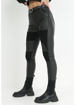 Czarne Spodnie Skinny z Imitacji Skóry Ziga ze sklepu Born2be Odzież w kategorii Spodnie damskie - zdjęcie 146936284