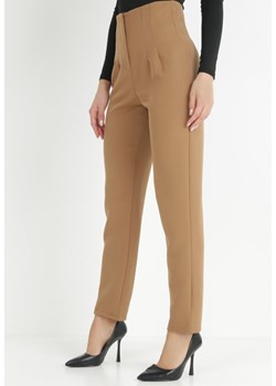 Beżowe Spodnie Cygaretki High Waist Caphe ze sklepu Born2be Odzież w kategorii Spodnie damskie - zdjęcie 146978404