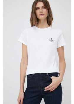 Calvin Klein Jeans t-shirt bawełniany 2-pack kolor biały ze sklepu ANSWEAR.com w kategorii Bluzki damskie - zdjęcie 146988122