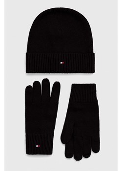 Tommy Hilfiger czapka i rękawiczki kolor czarny ze sklepu ANSWEAR.com w kategorii Dodatki męskie - zdjęcie 147031053