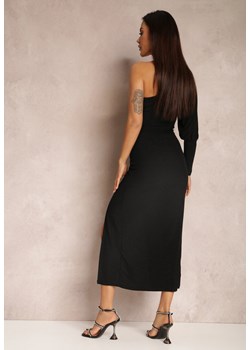 Czarna Sukienka Asymetryczna z Rozcięciem na Dole Denea ze sklepu Renee odzież w kategorii Sukienki - zdjęcie 147039810
