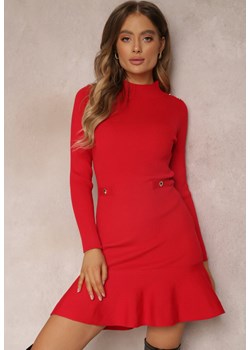 Sukienka czerwona z ukośnym zamkiem na plecach mevini pomaranczowy mini