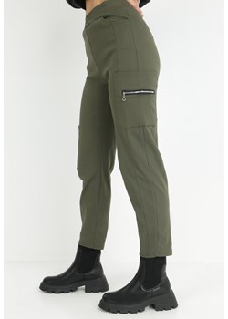 Ciemnozielone Spodnie Cargo z Gumką w Pasie Veyesa ze sklepu Born2be Odzież w kategorii Spodnie damskie - zdjęcie 147062643