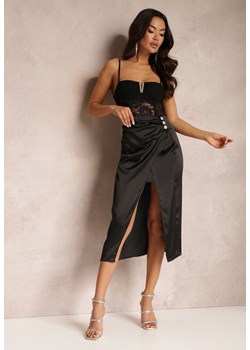 Czarna Spódnica Kopertowa z Rozcięciem Dirna ze sklepu Renee odzież w kategorii Spódnice - zdjęcie 147085123