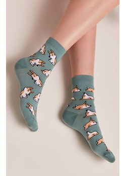 Bawełniane skarpetki z wzorem Corgi, Kolor szaro-turkusowy, Rozmiar 36-39, Conte - id: 168320 - marki Conte - 147085693 Bawełniane skarpetki z wzorem Corgi, Kolor szaro-turkusowy, Rozmiar 36-39, Conte ze sklepu Intymna w kategorii Skarpetki damskie - zdjęcie 147085693