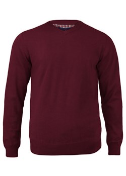 Sweter Bordowy w Serek (V-neck), Męski, Klasyczny, Elegancki -Adriano Guinari SWADGAW22rhubarb ze sklepu JegoSzafa.pl w kategorii Swetry męskie - zdjęcie 147105784