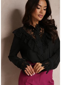 Czarna Koszula z Koronką Hassei ze sklepu Renee odzież w kategorii Koszule damskie - zdjęcie 147143540
