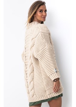 Wełniany kardigan Chunky Knit o grubym splocie w kolorze beżowym F1500, Kolor beżowy, Rozmiar S/M, Fobya ze sklepu Primodo w kategorii Swetry damskie - zdjęcie 147227171