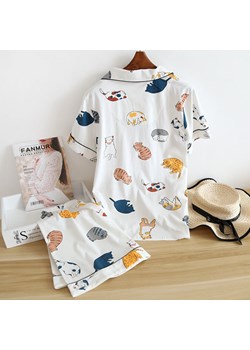 Dwuczęściowa damska piżama w kotki - Biały / M ze sklepu Lovita.pl w kategorii Piżamy damskie - zdjęcie 147230982
