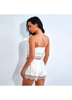 Piżama damska z marszczonym topem - Biały / M ze sklepu Maybella.pl w kategorii Piżamy damskie - zdjęcie 147235960