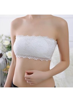 Biustonosz bandeau koronkowy - Biały / Uniwersalny ze sklepu Maybella.pl w kategorii Biustonosze - zdjęcie 147243303