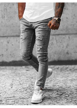 Spodnie jeansowe męskie grafitowe OZONEE O/0387 ze sklepu ozonee.pl w kategorii Jeansy męskie - zdjęcie 147272770