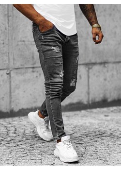 Spodnie jeansowe męskie grafitowe OZONEE O/0388 ze sklepu ozonee.pl w kategorii Jeansy męskie - zdjęcie 147272803
