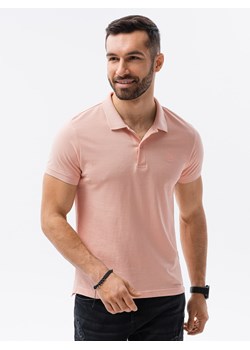 Koszulka męska polo z dzianiny pique - brzoskwiniowy V19 S1374 ze sklepu ombre w kategorii T-shirty męskie - zdjęcie 147342551