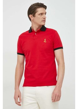 Polo Ralph Lauren polo bawełniane kolor czerwony gładki ze sklepu ANSWEAR.com w kategorii T-shirty męskie - zdjęcie 147423533