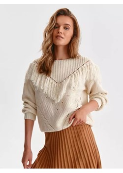 Beżowy sweter z frędzlami ze sklepu Top Secret w kategorii Swetry damskie - zdjęcie 147442233