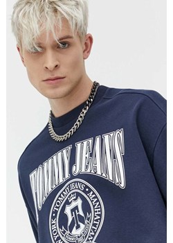 Tommy Jeans bluza bawełniana męska kolor granatowy z nadrukiem ze sklepu ANSWEAR.com w kategorii Bluzy męskie - zdjęcie 147465221