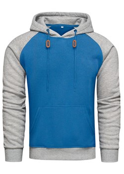 Bluza męska z kapturem szaro-niebieska Recea ze sklepu Recea.pl w kategorii Bluzy męskie - zdjęcie 147466533