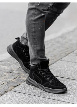 Buty męskie sneakersy wysokie T380 - czarne ze sklepu ombre w kategorii Buty sportowe męskie - zdjęcie 147470101