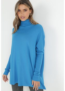 Niebieski Golf Dzianinowy z Długim Rękawem Dist ze sklepu Born2be Odzież w kategorii Swetry damskie - zdjęcie 147507771