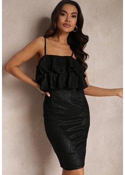 Czarna Dopasowana Sukienka Hiszpanka z Falbanką Dumis ze sklepu Renee odzież w kategorii Sukienki - zdjęcie 147516252