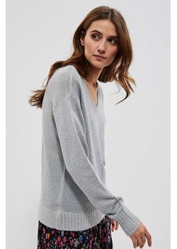 Sweter z dekoltem na plecach srebrny ze sklepu Moodo.pl w kategorii Swetry damskie - zdjęcie 147532291