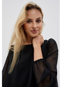 Koszula z bufiastymi rękawami i wiązaniem z tyłu czarna ze sklepu Moodo.pl w kategorii Bluzki damskie - zdjęcie 147532313
