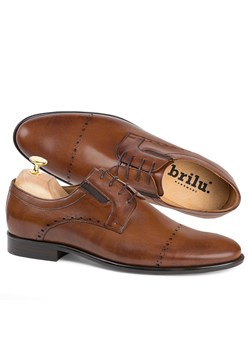 Wizytowe buty ze skóry naturalnej licowej Severino brązowe ze sklepu brilu.pl w kategorii Buty eleganckie męskie - zdjęcie 147555323