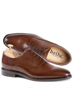 Buty męskie wizytowe skórzane Sebastiano brązowe ze sklepu brilu.pl w kategorii Buty eleganckie męskie - zdjęcie 147555714