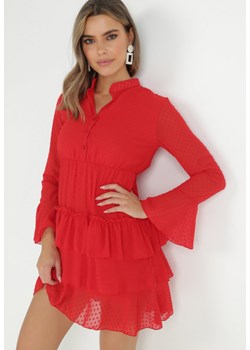 Czerwona Sukienka Whitewhirl ze sklepu Born2be Odzież w kategorii Sukienki - zdjęcie 147589830