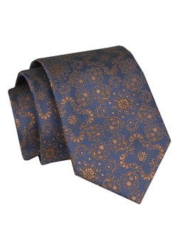 Krawat - ALTIES - Granat w Jasnobrązowy Wzór KRALTS0856 ze sklepu JegoSzafa.pl w kategorii Krawaty - zdjęcie 147609623