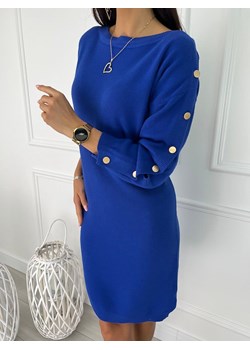 Kobaltowa Sweterkowa Sukienka ze sklepu ModnaKiecka.pl w kategorii Sukienki - zdjęcie 147613724