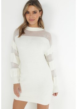 Biała Tunika z Golfem i Ściągaczami Crama ze sklepu Born2be Odzież w kategorii Bluzki damskie - zdjęcie 147614402