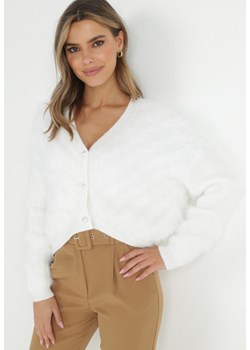 Biały Kardigan Oversize z Wiskozy Tophe ze sklepu Born2be Odzież w kategorii Swetry damskie - zdjęcie 147637670