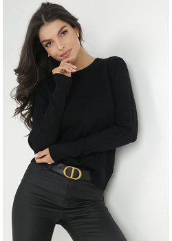 Czarny Sweter w Geometryczny Wzór Chliphe ze sklepu Born2be Odzież w kategorii Swetry damskie - zdjęcie 147703590