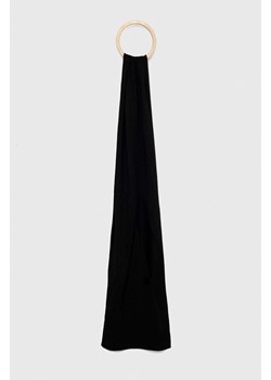 Armani Exchange szalik wełniany kolor czarny gładki ze sklepu ANSWEAR.com w kategorii Szaliki i chusty damskie - zdjęcie 147749783