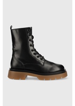 Gant workery skórzane Meghany damskie kolor czarny na płaskim obcasie ze sklepu ANSWEAR.com w kategorii Workery damskie - zdjęcie 147801260