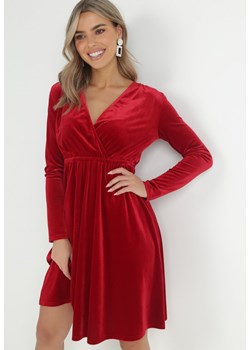 Bordowa Sukienka Rozkloszowana z Gumką w Pasie Molfo ze sklepu Born2be Odzież w kategorii Sukienki - zdjęcie 147805543