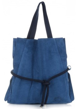 Włoskie Torebki Skórzane ShopperBag firmy VITTORIA GOTTI Niebieskie Jeansowe ze sklepu torbs.pl w kategorii Torby Shopper bag - zdjęcie 147809213