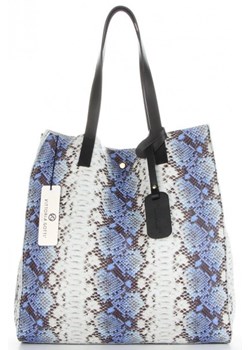 Torebki Skórzane ShopperBag z kosmetyczką firmy VITTORIA GOTTI Niebieska (kolory) ze sklepu torbs.pl w kategorii Torby Shopper bag - zdjęcie 147809343