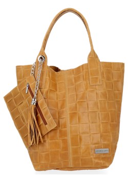 Modna Torebka Skórzana Shopper Bag XL renomowanej firmy Vittoria Gotti Ruda (kolory) ze sklepu torbs.pl w kategorii Torby Shopper bag - zdjęcie 147809482