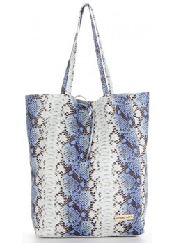 Torebki Skórzane ShopperBag w motyw węża firmy VITTORIA GOTTI Niebieska (kolory) ze sklepu torbs.pl w kategorii Torby Shopper bag - zdjęcie 147810741