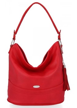 Uniwersalna torebka damska David Jones Czerwona ze sklepu torbs.pl w kategorii Torby Shopper bag - zdjęcie 147810782
