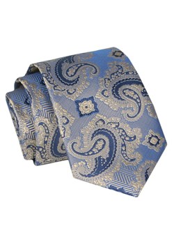 Krawat - ALTIES - Niebiesko-Beżowy, Duży Wzór KRALTS0829 ze sklepu JegoSzafa.pl w kategorii Krawaty - zdjęcie 147823920