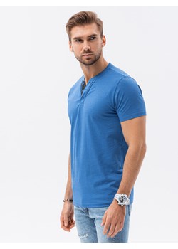 T-shirt męski bez nadruku S1390 - niebieski melanż ze sklepu ombre w kategorii T-shirty męskie - zdjęcie 147859374